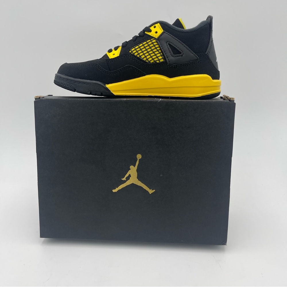 Air Jordan 4 Retro (PS)  Kid’s 13.5-EU 31.5-UK 13- Black Tour Yellow BQ7669-017